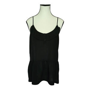 Petticoat Alley Racerback Tank Top Womens Size Medium Black Semi-Sheer Romantic